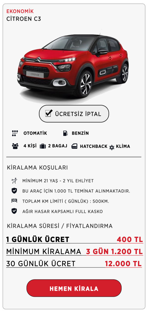 Citroen c3 - Ucuz araç kiralama Citroen c3